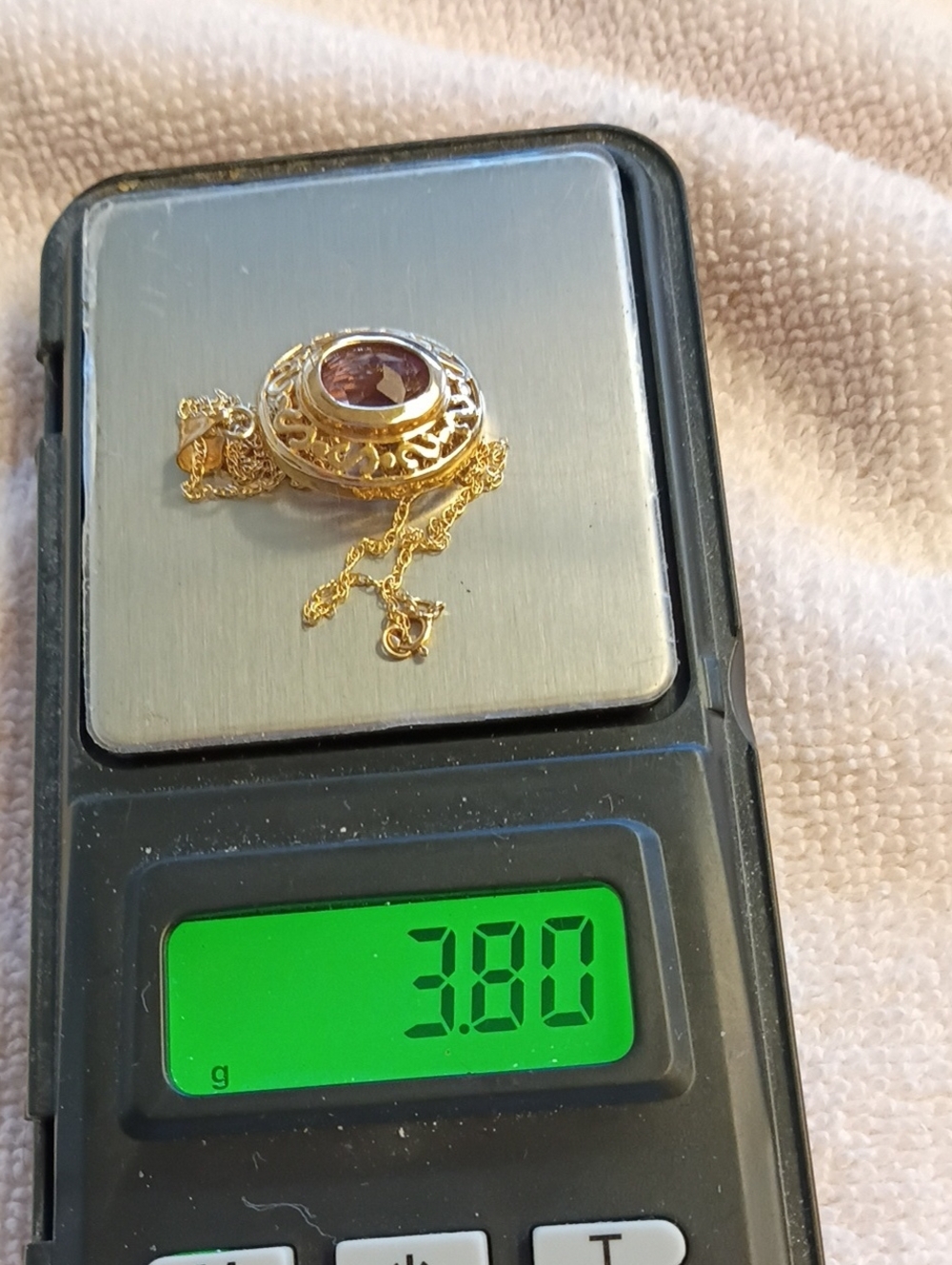 14k Gold Chain & Pendant With 3 Interchangable Semiprecious Oval Stones, EUC - Picture 5 of 5